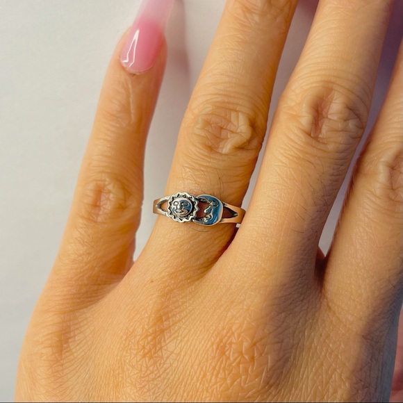 Sterling silver sun and moon ring, sun ring, moon ring, silver sun and moon ring - Picture 6 of 10